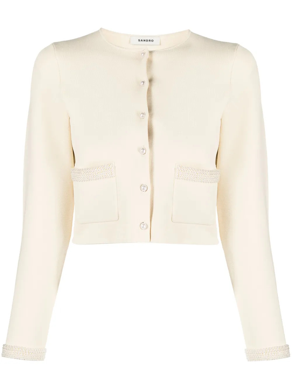 faux pearl-embellished jacket | Farfetch Global