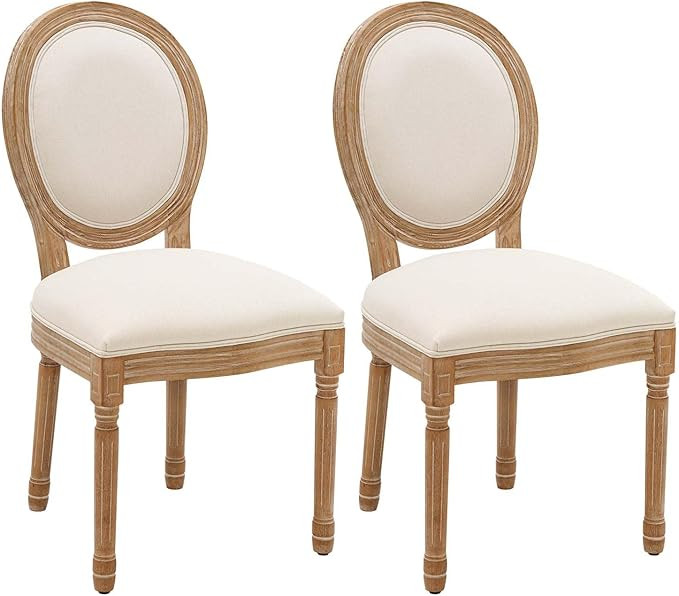 Furniliving French Country Dining Chairs Set of 2, Upholstered Dining Room Chairs with Round Back... | Amazon (US)