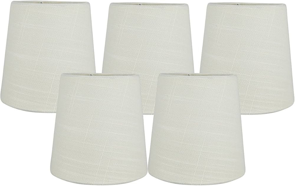 Meriville Set of 5 Eggshell Linen Clip On Chandelier Lamp Shades, 4-inch by 5-inch by 5-inch | Amazon (US)