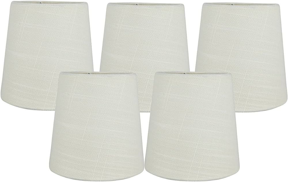Meriville Set of 5 Eggshell Linen Clip On Chandelier Lamp Shades, 4-inch by 5-inch by 5-inch | Amazon (US)