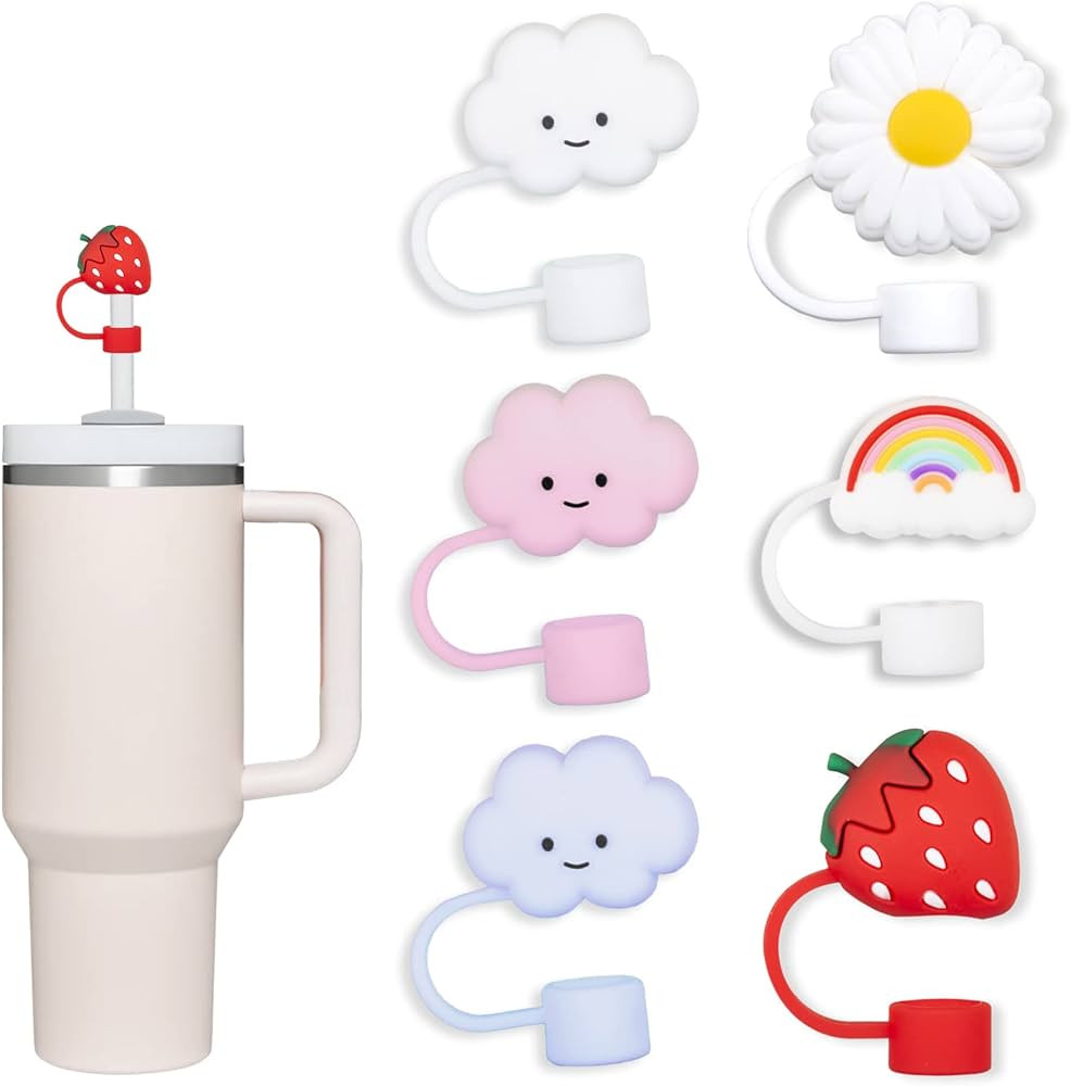 6 Pack Compatible with Stanley 30&40 Oz Tumbler, 10mm Straw Covers Cap, Cute Silicone Straw Cover... | Amazon (US)