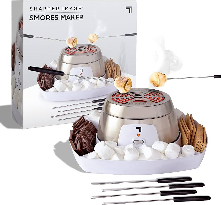 SHARPER IMAGE Electric Tabletop S'mores Maker for Indoors, 6-Piece Set, Includes 4 Skewers & 4 Se... | Amazon (US)
