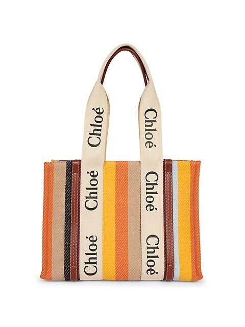 Woody Medium Striped Logo Tote | Saks Fifth Avenue