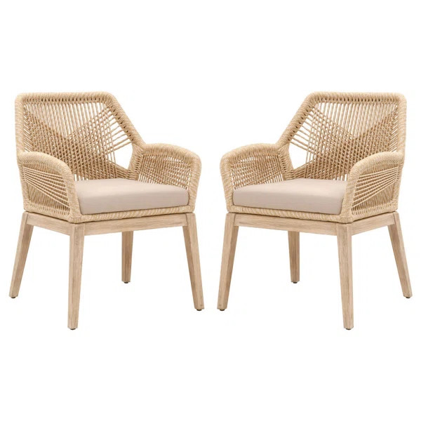 Fabric Arm Chair in Cream/Beige (Set of 2) | Wayfair Professional
