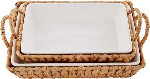 Mud Pie Hyacinth Basket Set, small baker 7" x 11" | large baker 13" x 18 1/2" | Amazon (US)