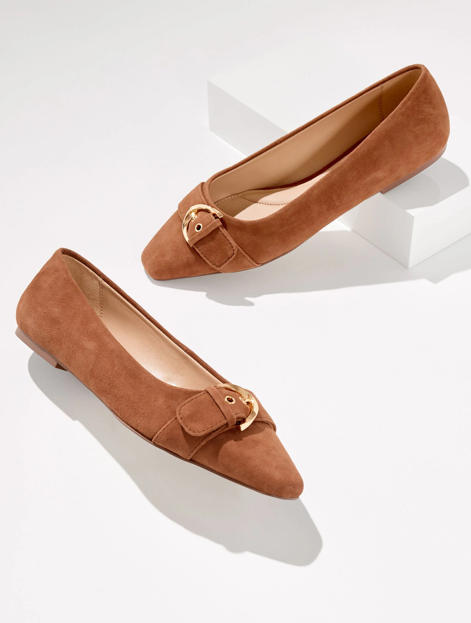 Whitley Buckle Suede Ballet Flats | Talbots