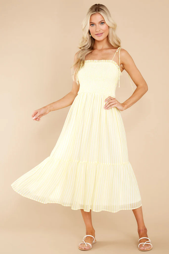 Weekend Strolls Yellow Midi Dress | Red Dress 