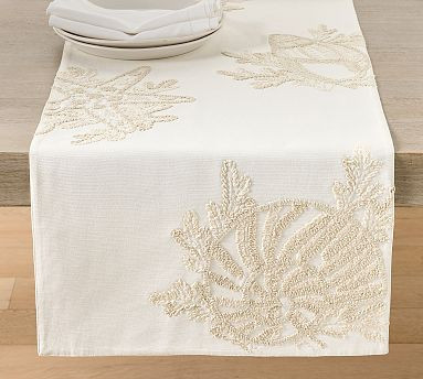 Sea Life Embroidered Cotton Table Runner | Pottery Barn (US)