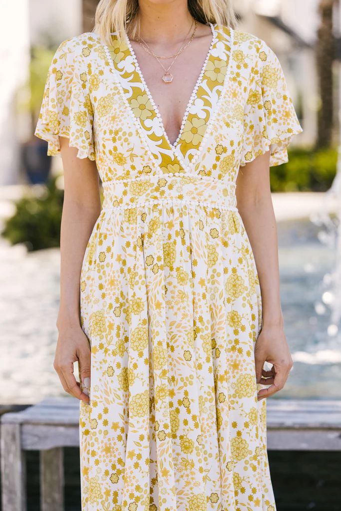 Know The Truth Chartreuse Yellow Floral Maxi Dress | The Mint Julep Boutique