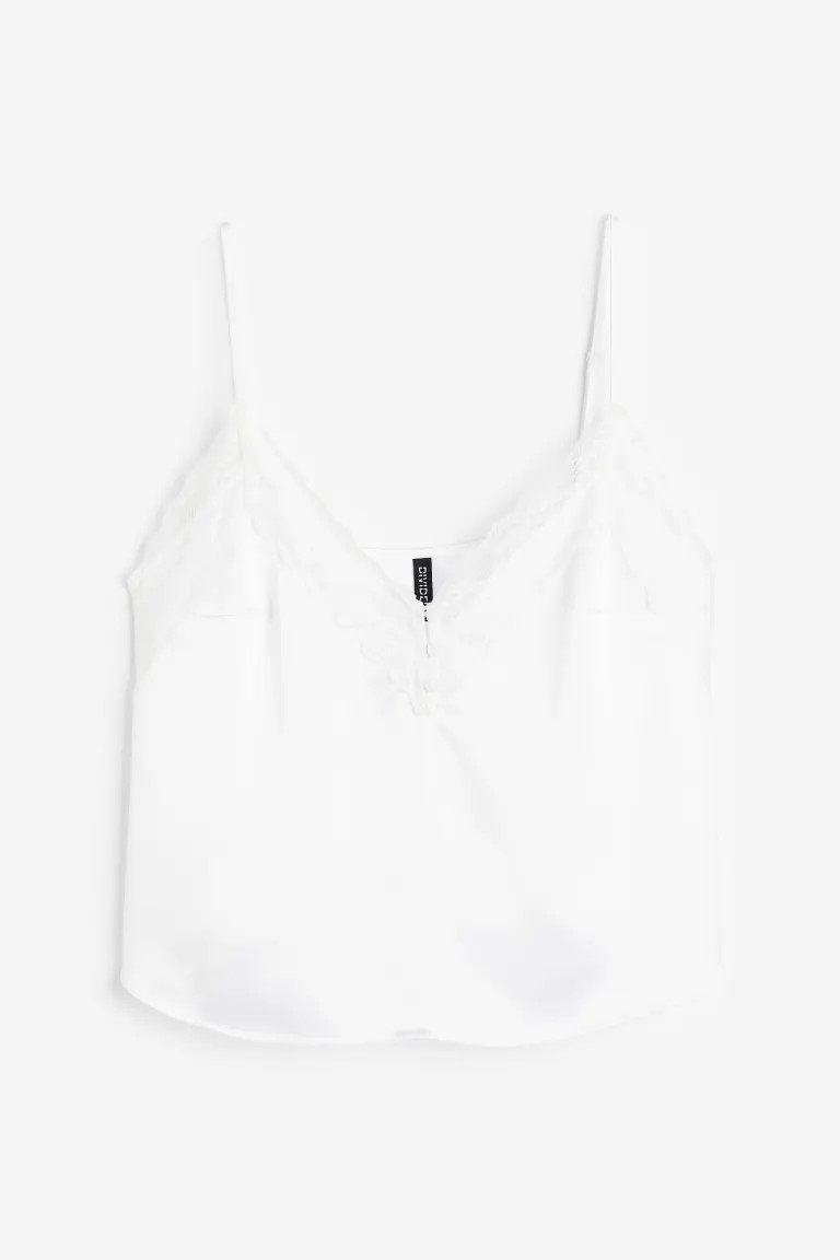 Lace-trimmed Satin Camisole Top | H&M (US + CA)