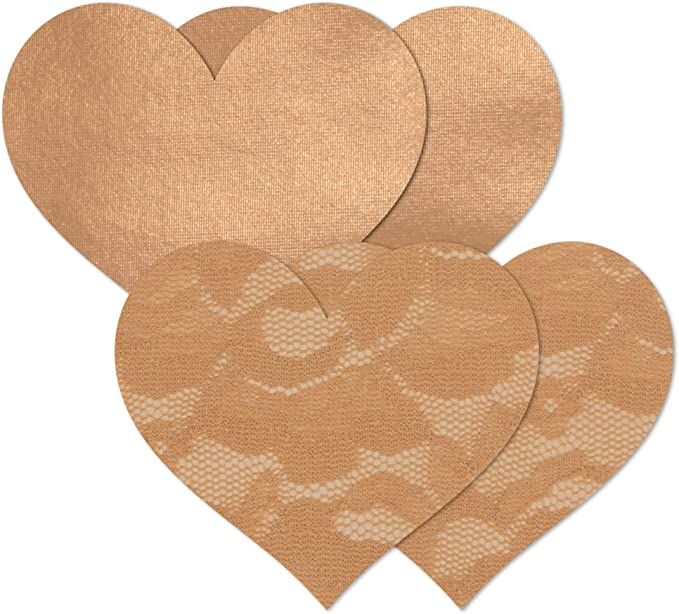 Nippies Women's Waterproof Self Adhesive Fabric Nipple Cover Festival Pasties - Heart or Cross | Amazon (US)