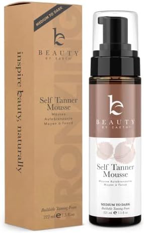 Beauty by Earth Self Tanner Mousse - Medium to Dark Fake Tan Sunless Tanner, Self Tanners Best Selle | Amazon (US)