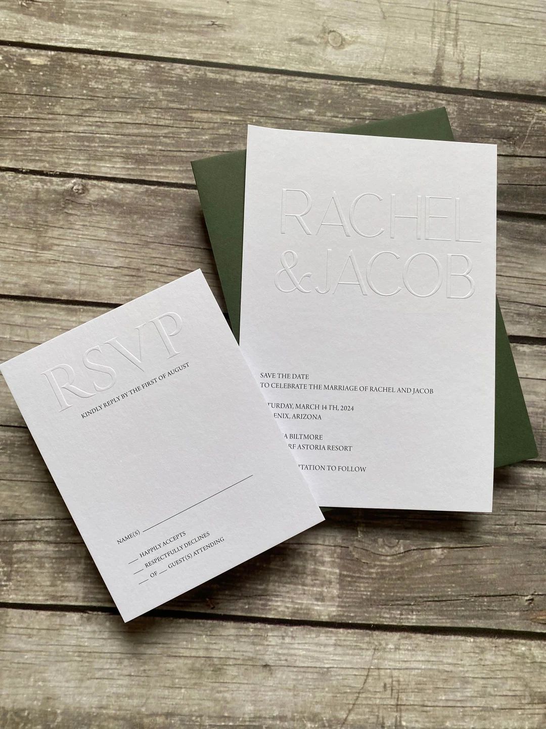 Minimalist Blind Emboss Wedding Invitation, Black and White Letterpress Modern Invitation, Luxury... | Etsy (US)