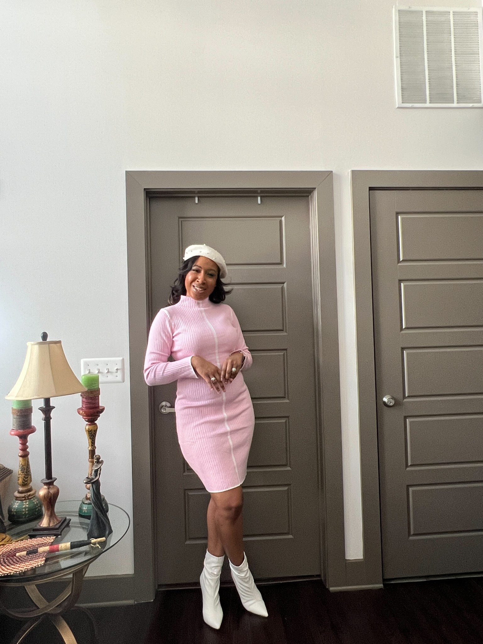 From cozy to cute in a flash! This pink mini sweater dress, cream beret, and booties combo is giving us all the spring feels 🌸 #CherryBlossomStyle #SpringFashion #OOTD

#LTKFindsUnder50 #LTKStyleTip #LTKOver40
