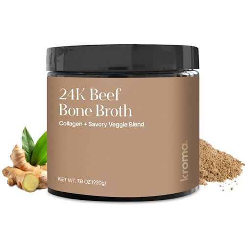 Kroma 24K Beef Bone Broth Powder - 10 Servings Jar, 7.8 Oz – 100% Grass Fed Gluten Free Powder - Collagen-Rich High Protein Broth w/Organic Ingredients - Animal Based Protein for Gut Health & Joint Support | Amazon (US)