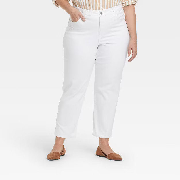 Women's Plus Size High-Rise Slim Straight Pants - Ava & Viv™ | Target