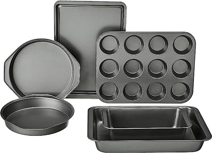 Amazon Basics 6 Piece Nonstick, Carbon Steel Oven Bakeware Baking Set, 40.5 cm x 28.5 cm x 15 cm | Amazon (US)