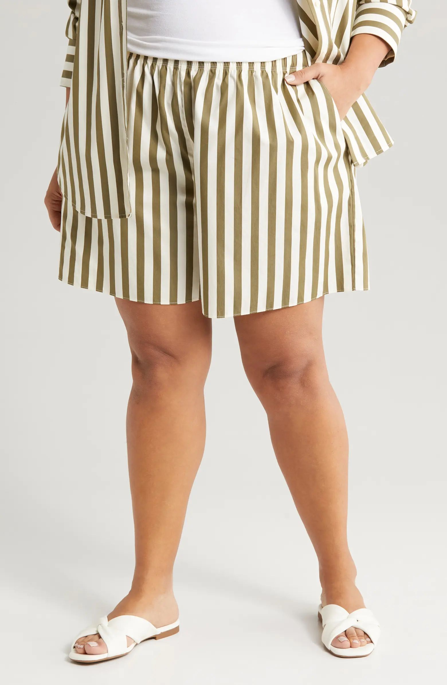 Stripe Pull-On Cotton Shorts | Nordstrom