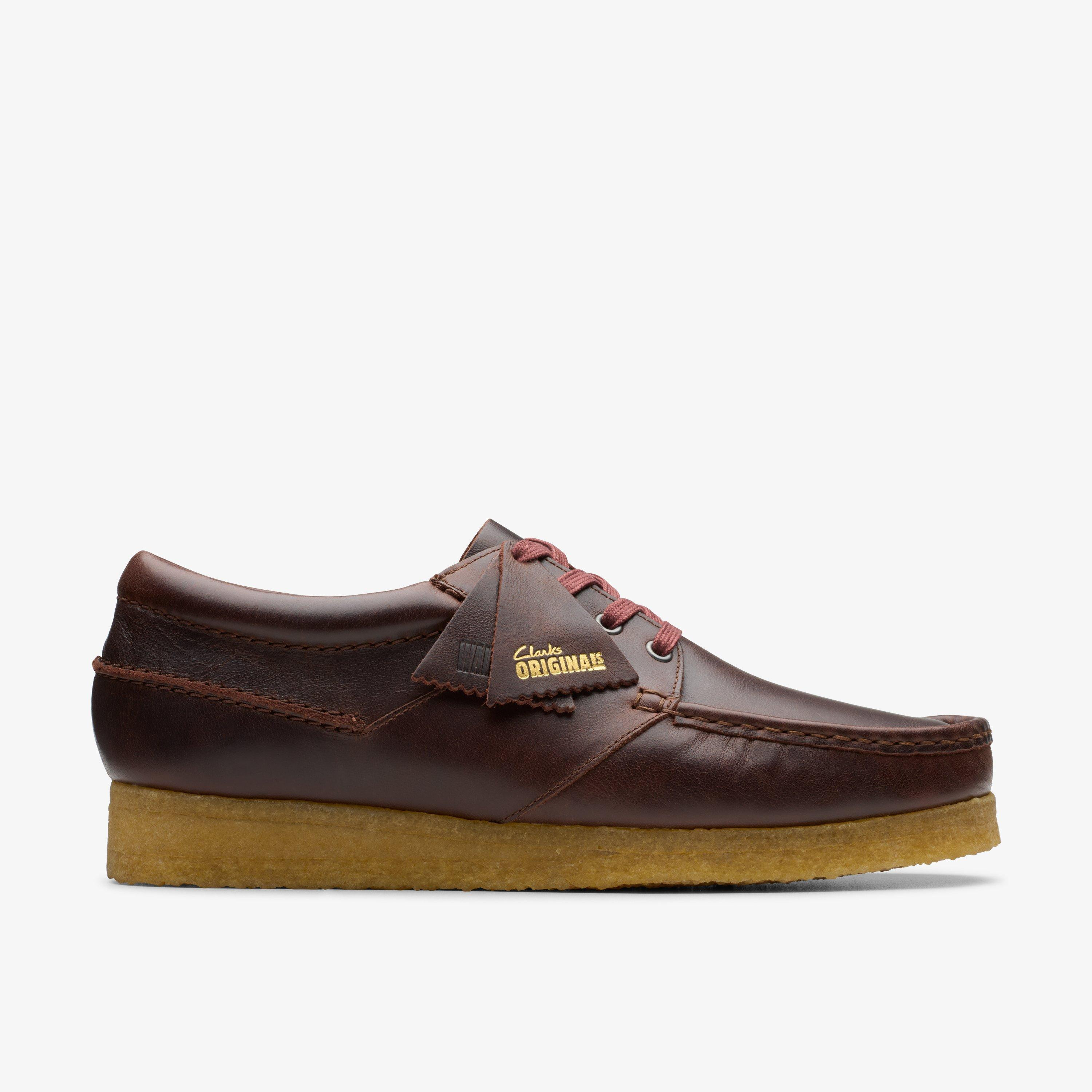 Mens Wallabee Boat Deep Red Leather Boat Shoes | Clarks (US)