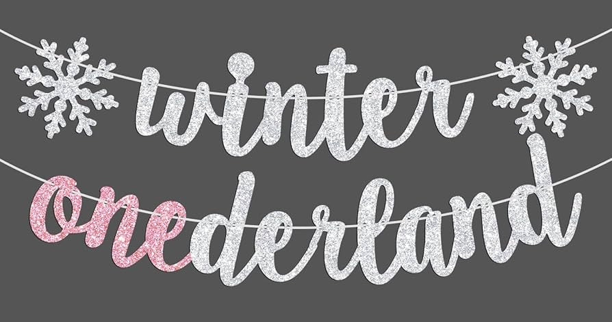 Snowflake Onederland Banner - 1st Birthday Bunting Sign, Winter First Birthday Party Decorations ... | Amazon (US)