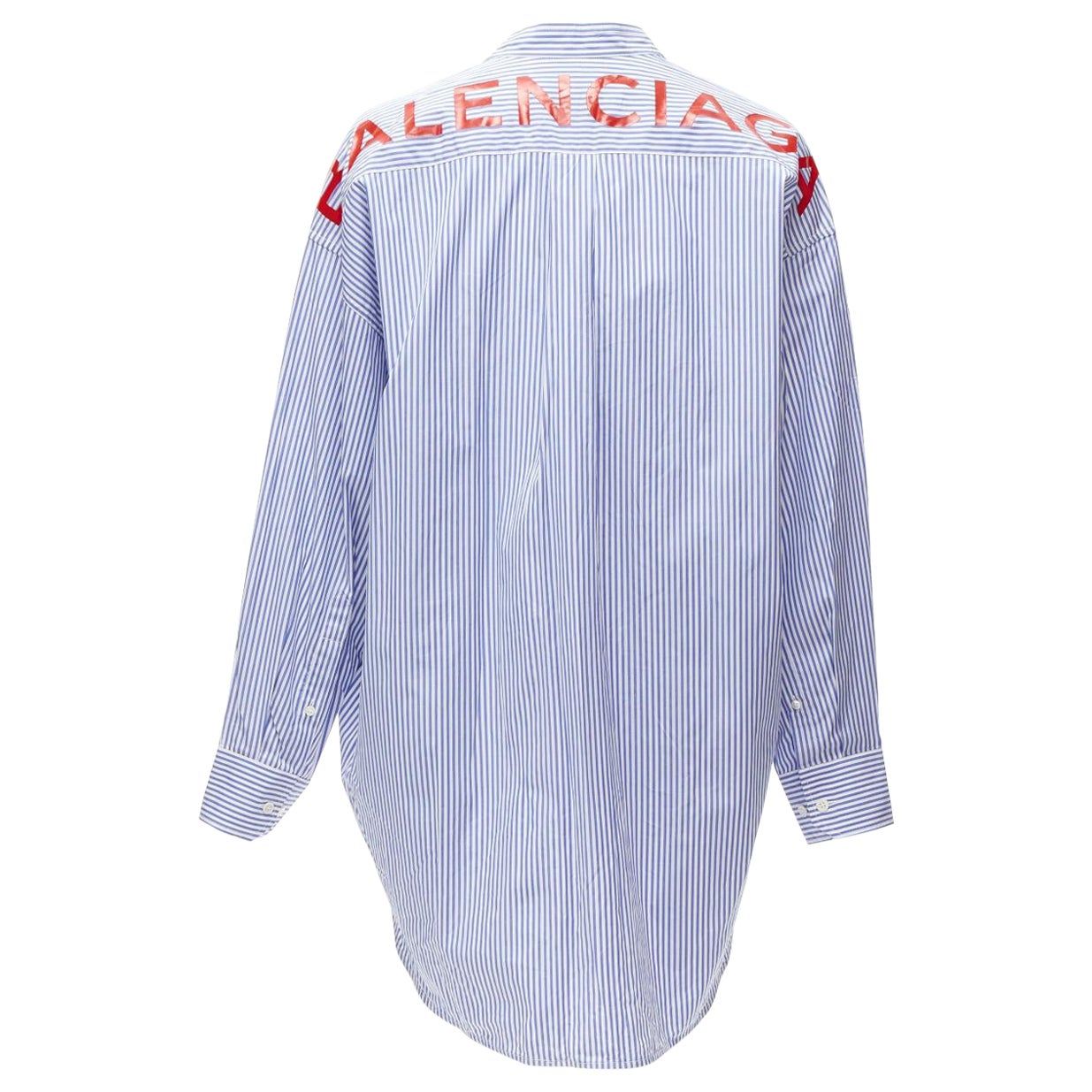 new BALENCIAGA Demna 2017  BB logo white stripe relaxed cut d shirt FR34 | 1stDibs