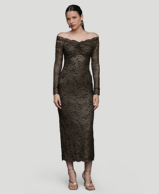 Women's Off-The-Shoulder Stretch Midi Dress | Macy's