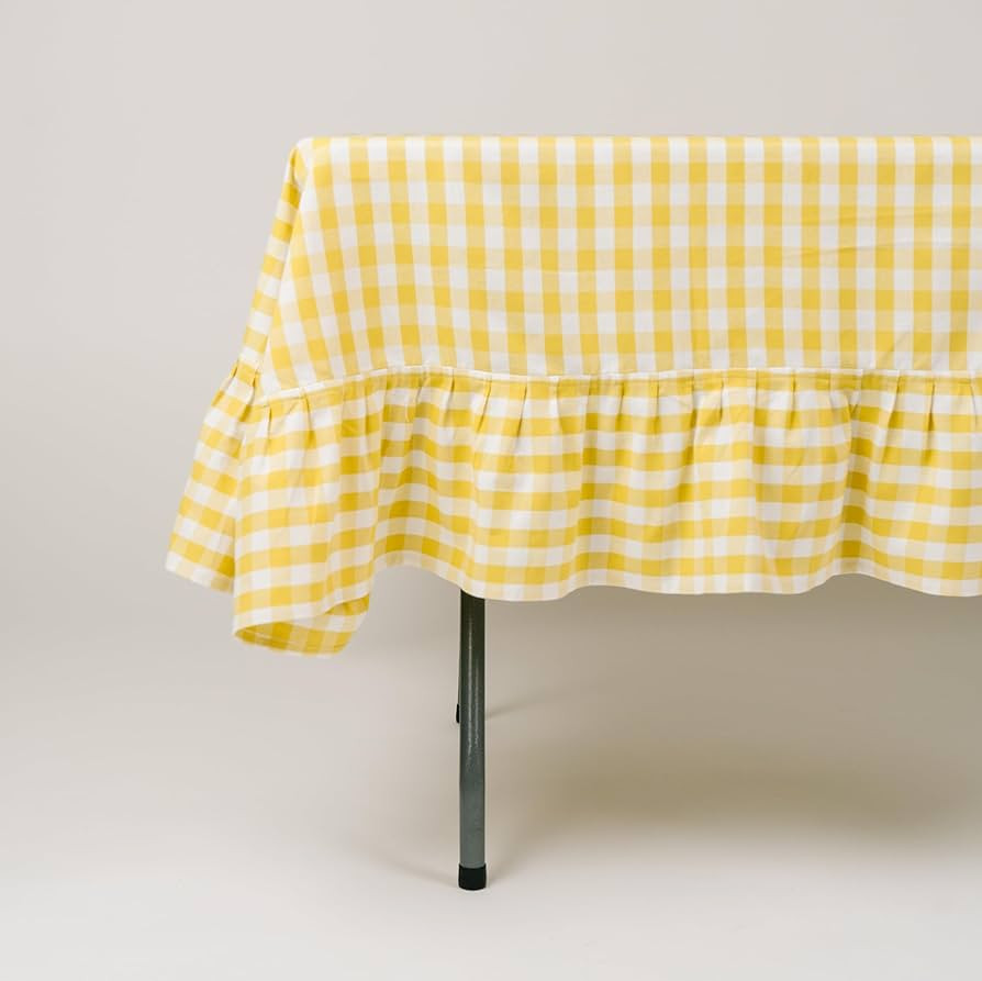 Rectangle Tablecloth - Cotton 60 x 90 inch Ruffled Table Cloth - Indoor or Outdoor Kitchen Dining... | Amazon (US)
