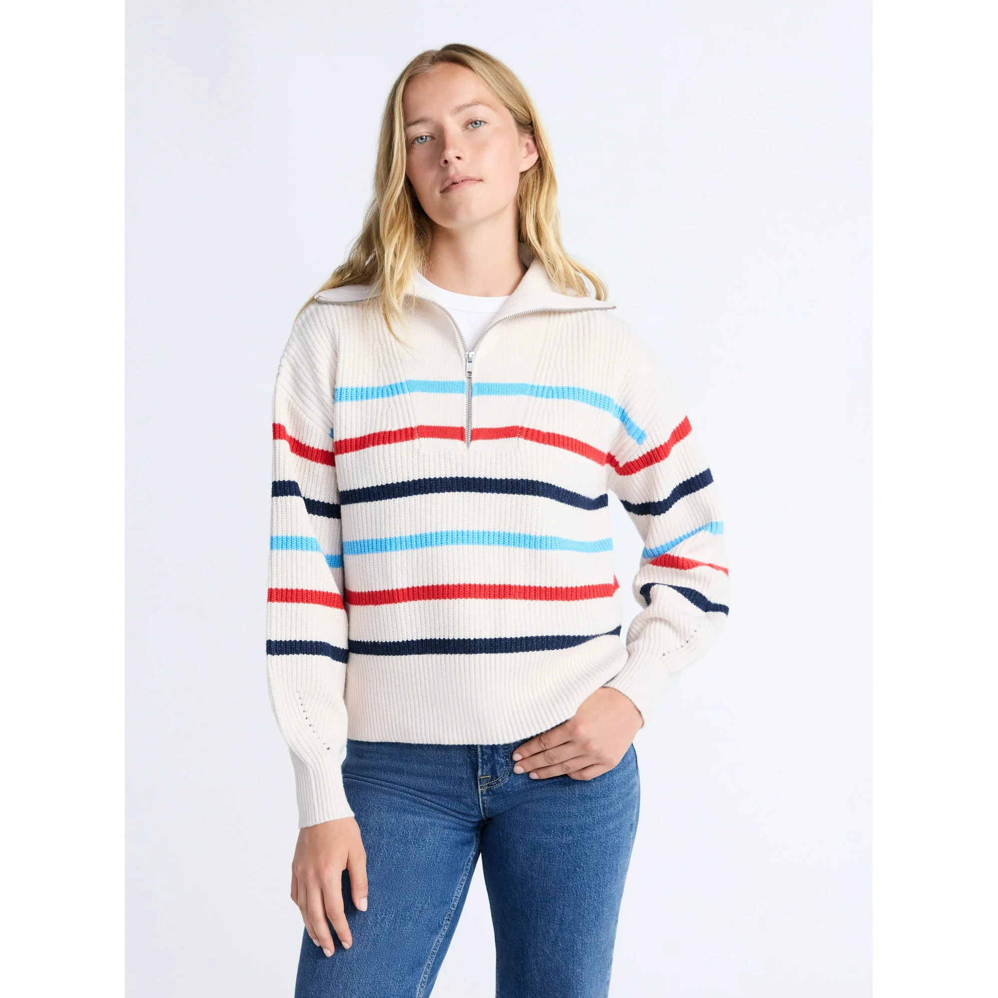 Free Assembly Women's and Women's Plus Half Zip Sweater with Long Sleeves, Midweight, Sizes XS-4X | Walmart (US)