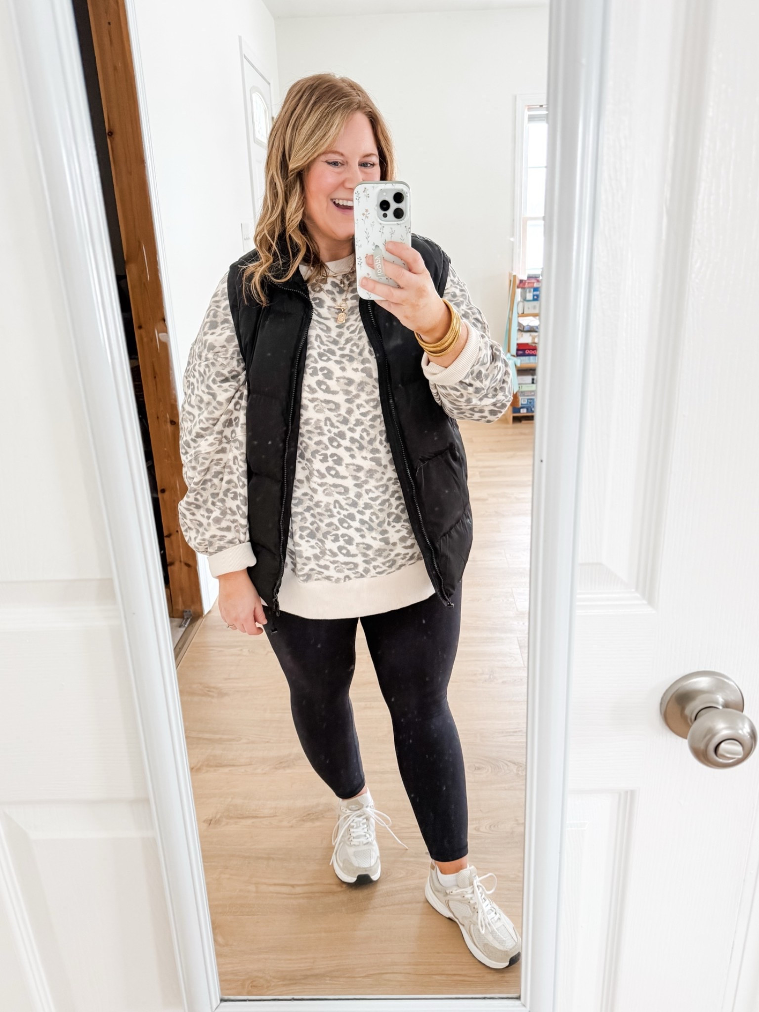 Wearing an XL in my leggings.  My sweatshirt is available in the leopard print in the zip version. Also linked the exact sweatshirt but only available in other prints.

#LTKActive #LTKMidsize #LTKSeasonal