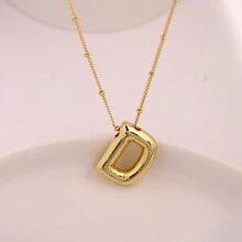 Gold Color A-Z Balloons Initial Letter Pendant Necklace Chunky Personalized Alphabet Necklace for... | SHEIN