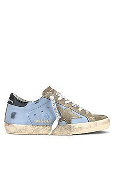 Golden Goose Superstar Sneaker in Pastel Sky, Taupe, & Black from Revolve.com | Revolve Clothing (Global)