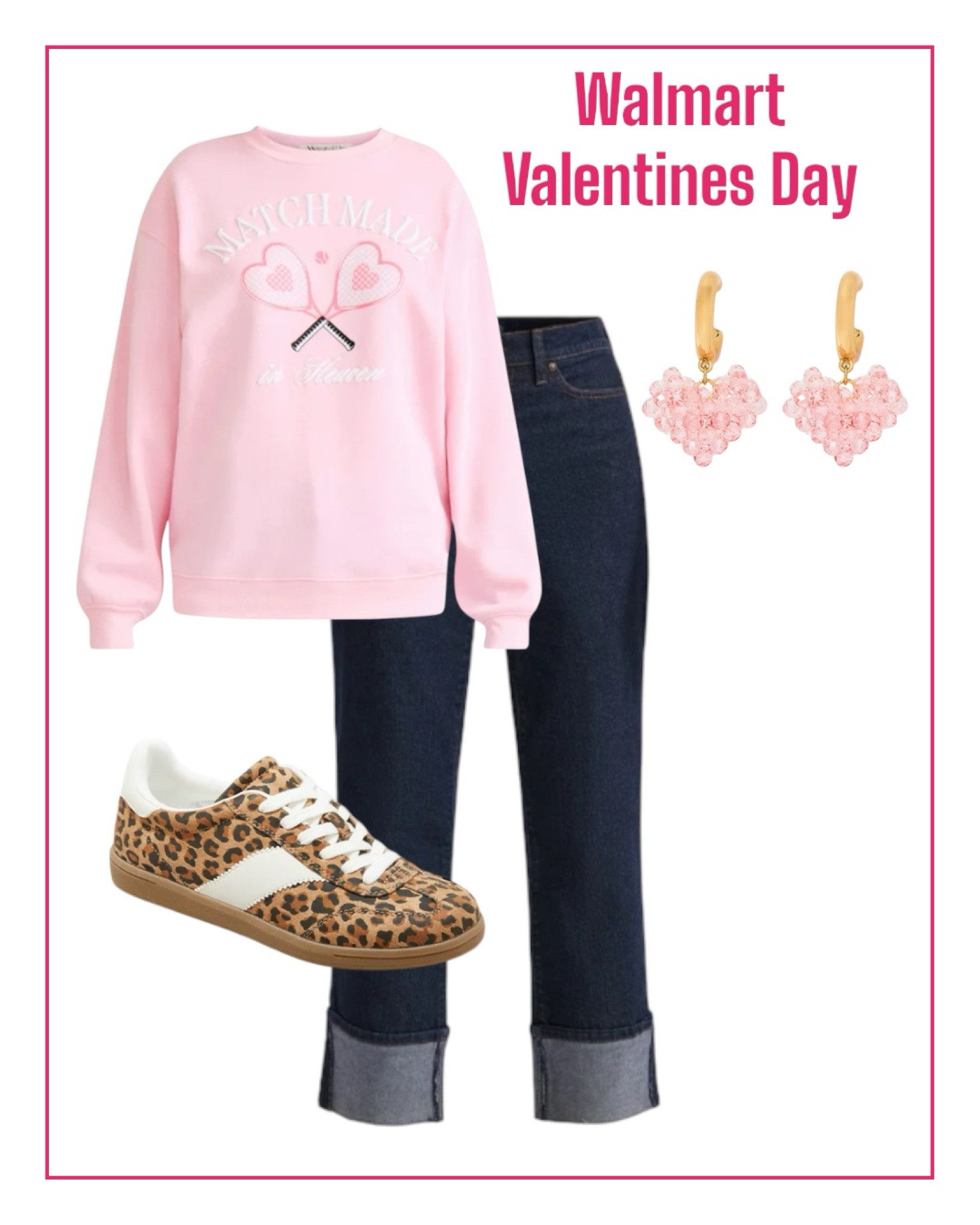 Cute pink Valentines Day sweat shirt with jeans and cute sneakers 
#valentinesday

#LTKshoecrush #LTKfindsunder50 #LTKSeasonal