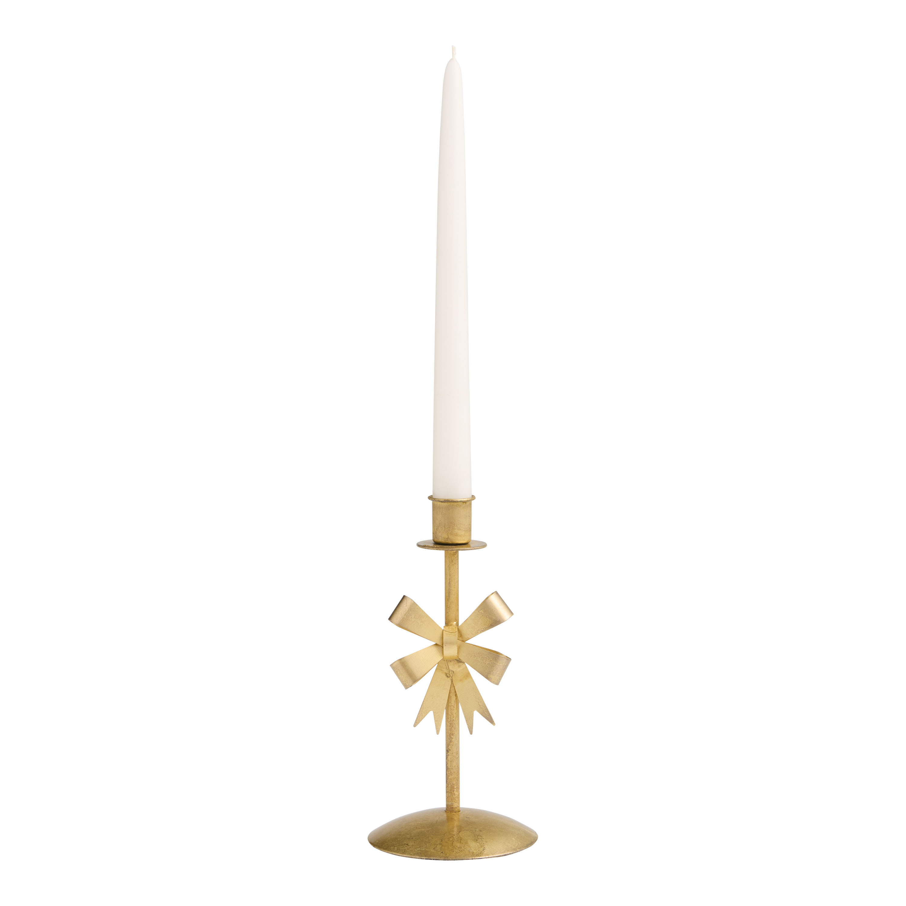 Antique Gold Metal Bow Taper Candle Holder | World Market