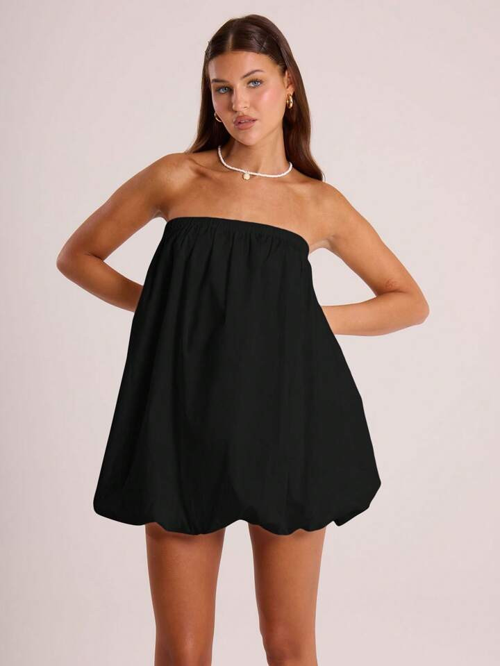 MUSERA Bandeau Puff Ball Mini Dress | SHEIN USA | SHEIN