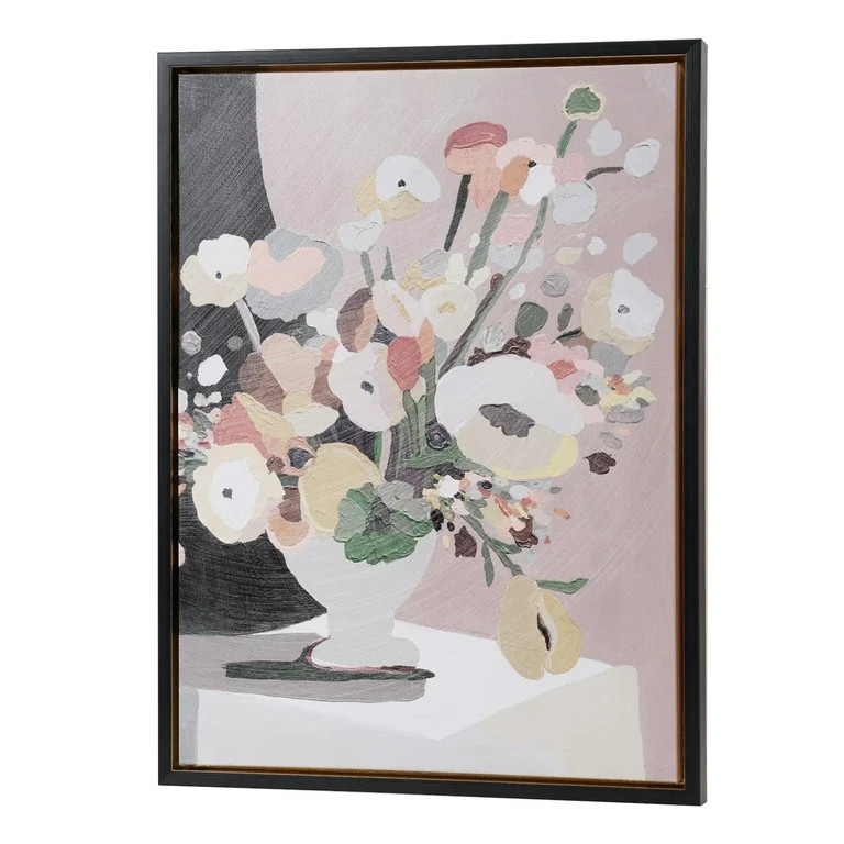 Crystal Art Gallery - Neutral Floral Printed L-Framed Canvas Farmhouse Style Wall Art - 18" x 24" | Walmart (US)