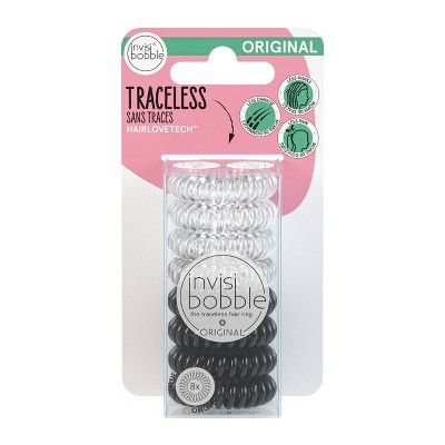 invisibobble Original Multipack Hair Elastics - Crystal Clear/True Black - 8pk | Target