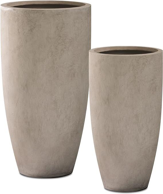 Kante 31.4" and 23.6" H Weathered Concrete Finish Concrete Tall Planters Large Outdoor Indoor Dec... | Amazon (US)