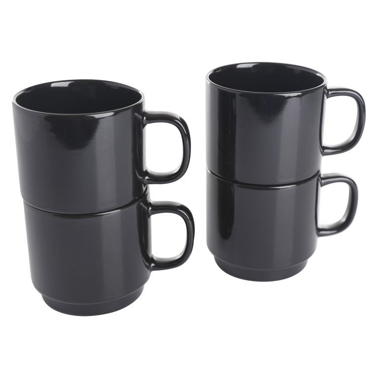 Gap Home Color Cups 14.8-Ounce Stackable Black Stoneware Mug Set, Set of 4 | Walmart (US)
