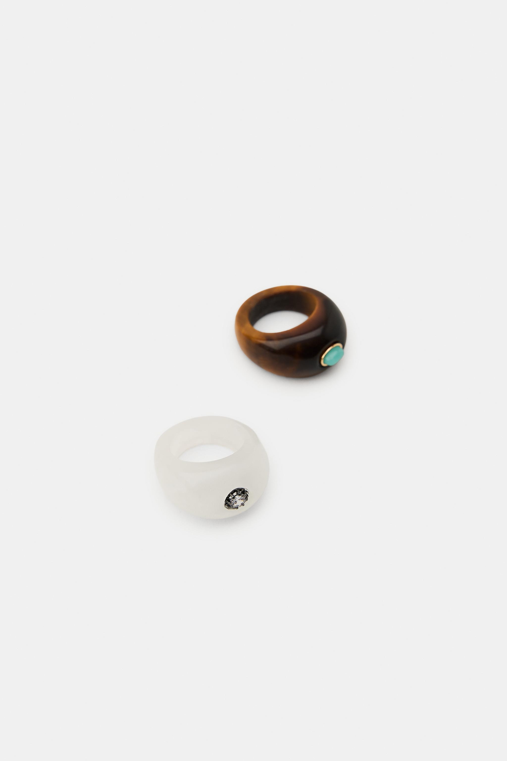 2-PACK OF SHINY STONE RINGS | Zara US