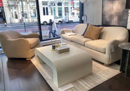 CB2 Furniture Store Visit // living room fall decor. Shearling Sofa // Camel Boucle Lounge Chair // Ivory Lacquered Linen Coffee Table // Patchwork Ivory Hide Area Rug // Round Black Marble Side Table // Camel Suede Modern Throw Pillow // Canvas Painting

#LTKover40 #LTKhome #LTKstyletip