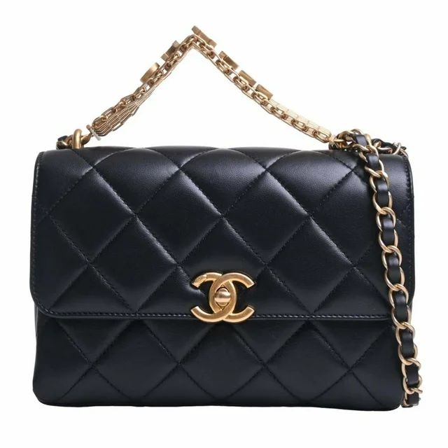 Pre-Owned CHANEL Lambskin Matelasse Coco Mark Chain Shoulder Bag Black Ladies (Good) - Walmart.co... | Walmart (US)