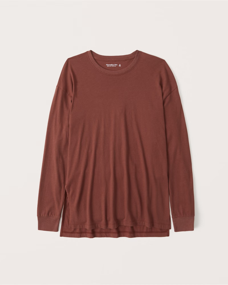 Long-Sleeve Oversized Boyfriend Tee | Abercrombie & Fitch (US)