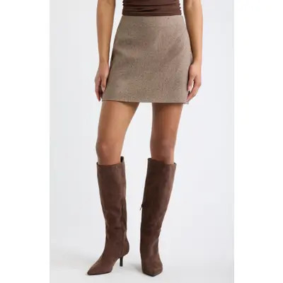 Open Edit Tweed Miniskirt in Brown Tweed at Nordstrom, Size Xx-Small | Nordstrom