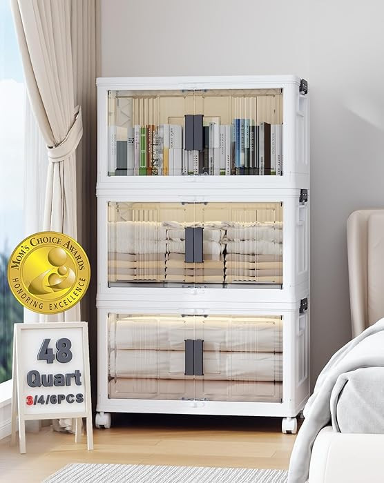 OlarHike 144QT Lockable Storage Bins with Lids - Folding Storage box with Doors and Wheels, Colla... | Amazon (US)