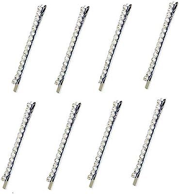 8 pieces Rhinestone Bobby Pin, Shiny Hair Pin, Clear Crystal Hairpin, Metal Hair Clip Sparkly Hai... | Amazon (US)