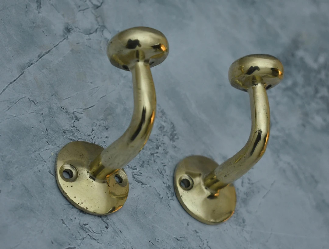 Unlacquered Brass Hooks For Wall, Solid Brass Bathroom Hooks, Coat Hooks Rustic Wall Mounted | Etsy (US)