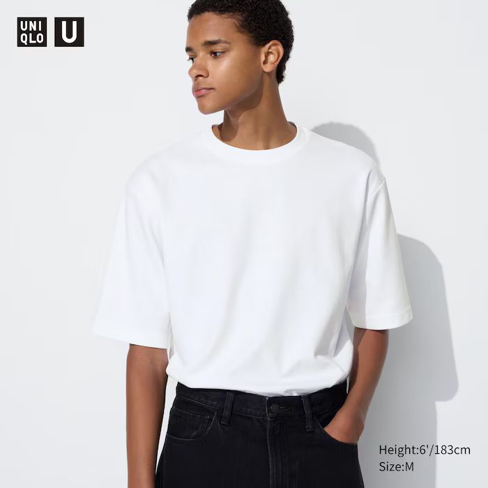 U AIRism Cotton Oversized Crew Neck Half-Sleeve T-Shirt | UNIQLO (US)