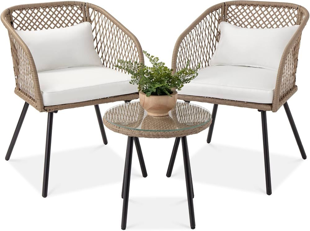 Best Choice Products 3-Piece Outdoor Wicker Bistro Set, Patio Dining Conversation Furniture for B... | Amazon (US)