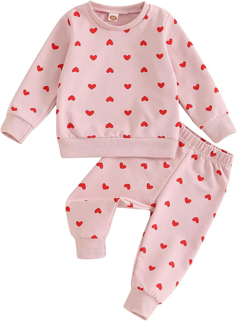 Cute Baby Girl Clothes Long Sleeve Print Sweatshirt Top and Pants Set Toddler Girl Fall Outfits | Amazon (US)