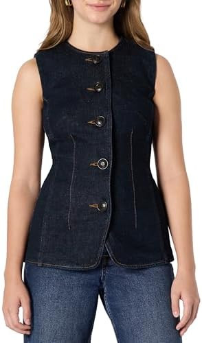 Amazon Essentials Women's Regular-Fit Button-Down Denim Vest | Amazon (US)